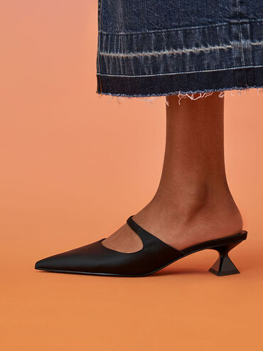 حذاء كلاسيكي بكعب عالي منحوت غير متماثل, أسود, hi-res
