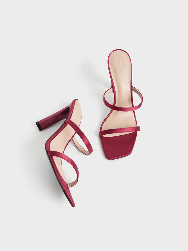 Recycled Polyester Gem Ankle-Strap Sandals, Red, hi-res