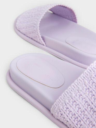 Snake Print Crossover Slingback Sandals, Lilac, hi-res