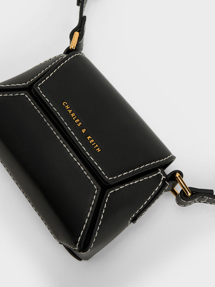 حقيبة ميني نسرين بتصميم هندسي, أسود, hi-res