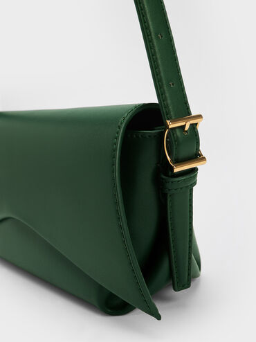 حقيبة رفرف أمامية هندسية بوز, أخضر غامق, hi-res