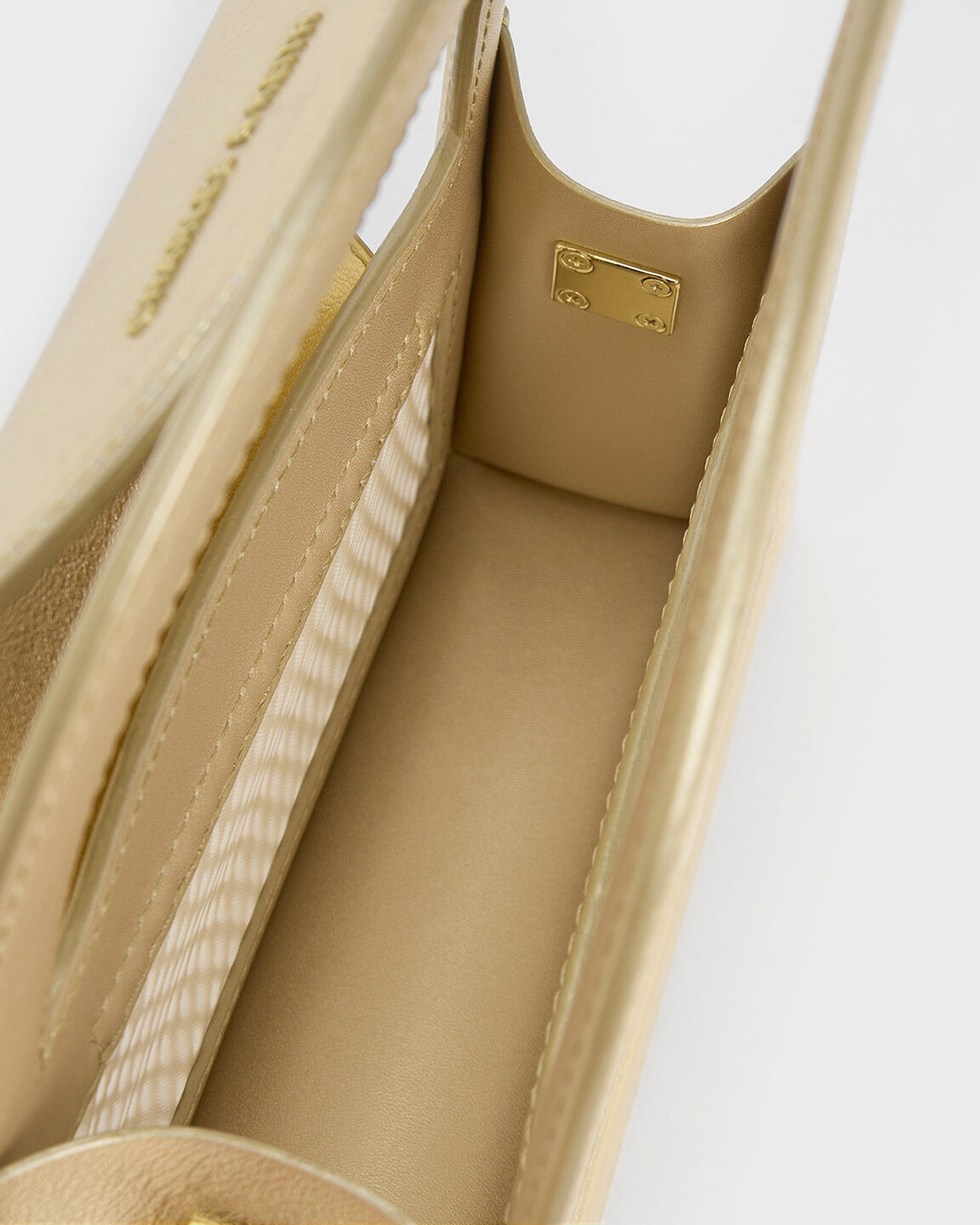 Gold Este Metallic Crystal Embellished Top Handle Bag CHARLES KEITH SA