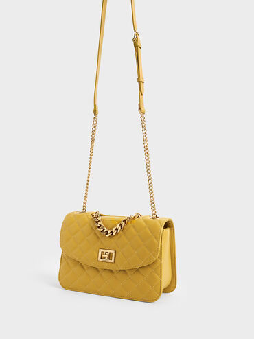 Quilted Clutch, Mustard, hi-res