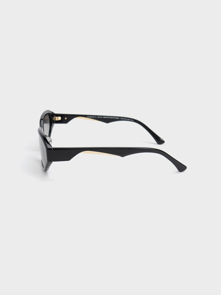 نظارة شمسية بيضاوية من الأسيتات, أسود, hi-res