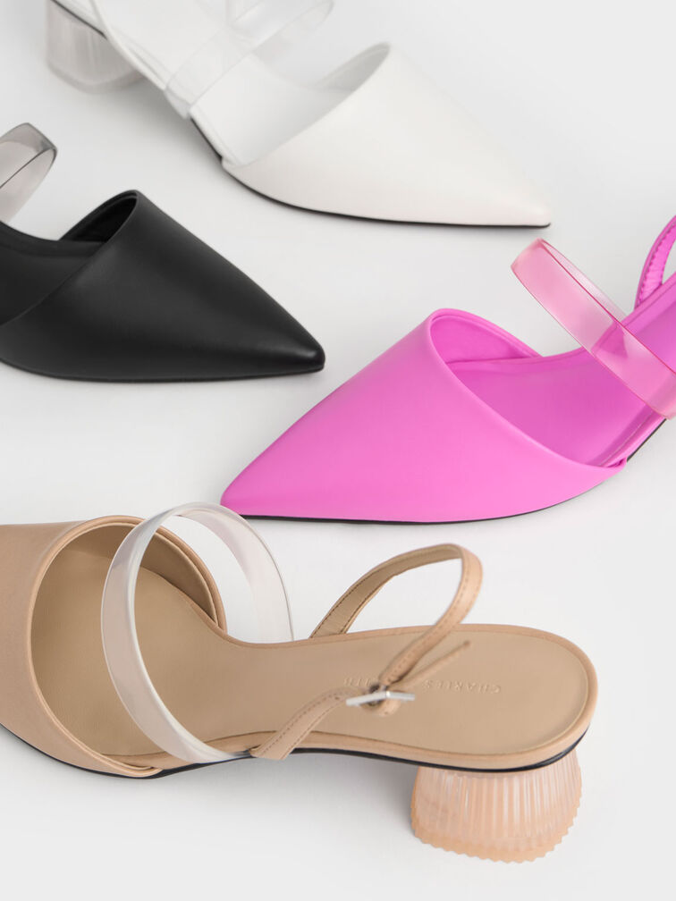 Clear Strap Slingback Pumps, Nude, hi-res