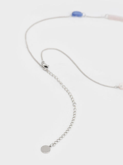 Resin Embellished Chain Link Choker, Silver, hi-res