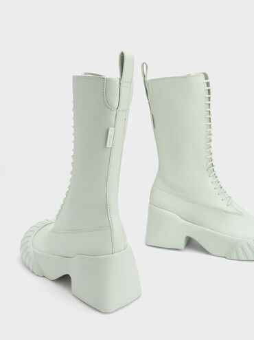 Adrian Chunky Sole Lace-Up Boots, Light Green, hi-res