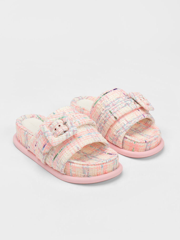 Sinead Tweed Buckled Slide Sandals, Multi, hi-res