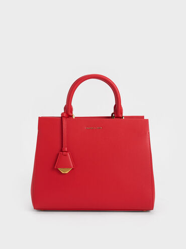 Mirabelle Structured Handbag, Red, hi-res