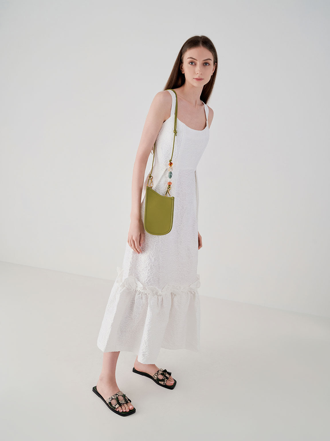 Snake-Print Fringe Detail Slide Sandals, Animal Print Natural, hi-res