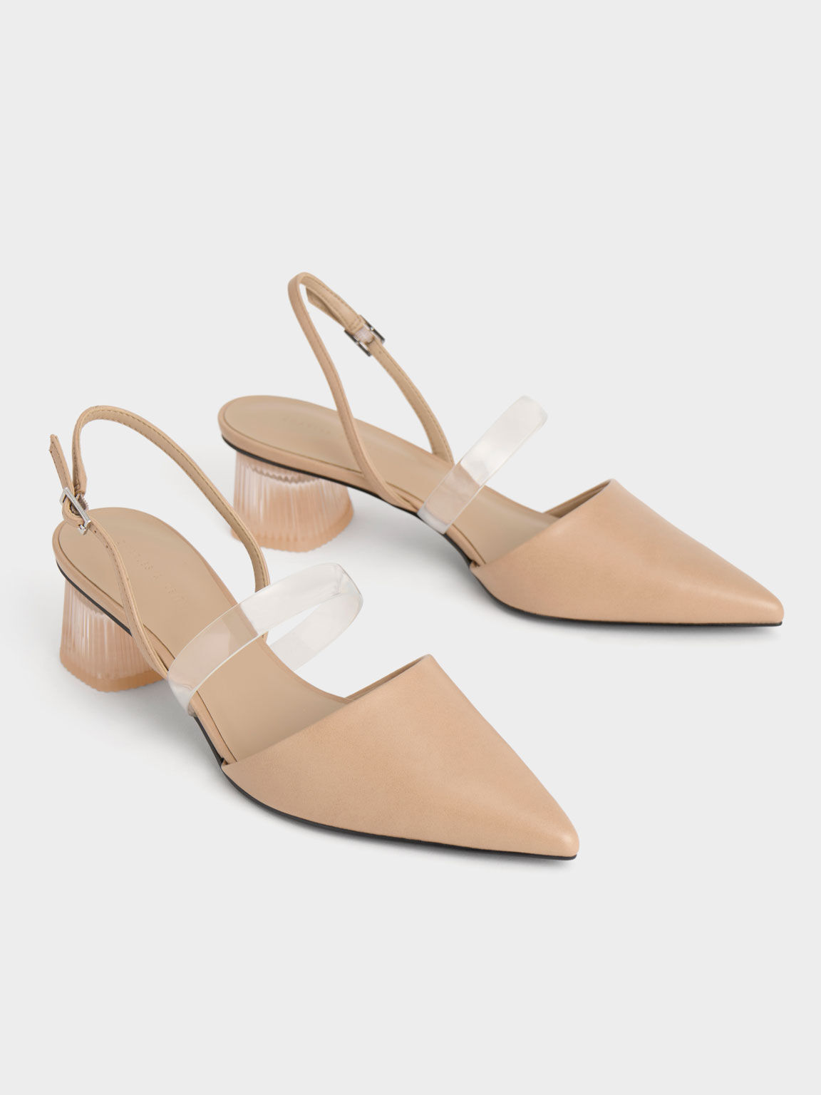 Nude Clear Strap Slingback Pumps - CHARLES & KEITH SA