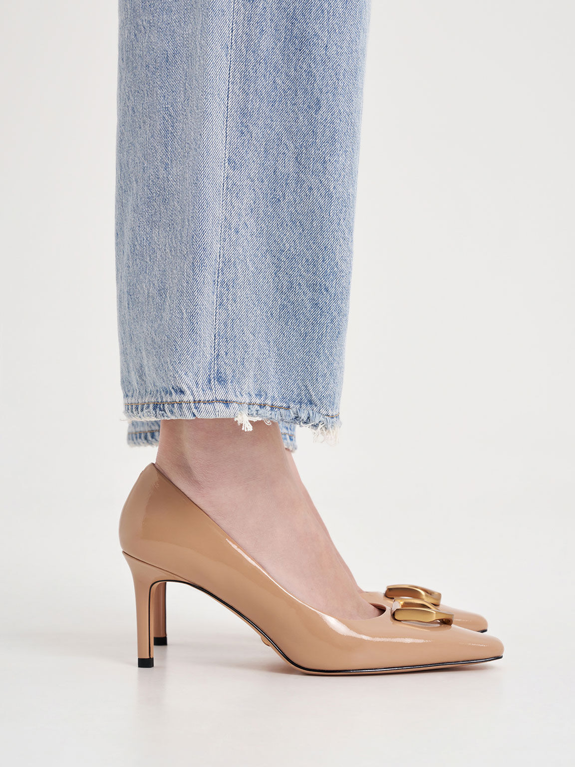 Gabine Patent Leather Tapered Pumps, Nude, hi-res
