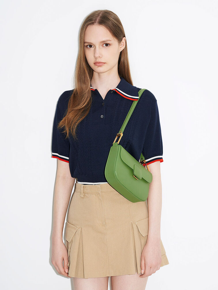 Koa Square Push-Lock Shoulder Bag, Green, hi-res