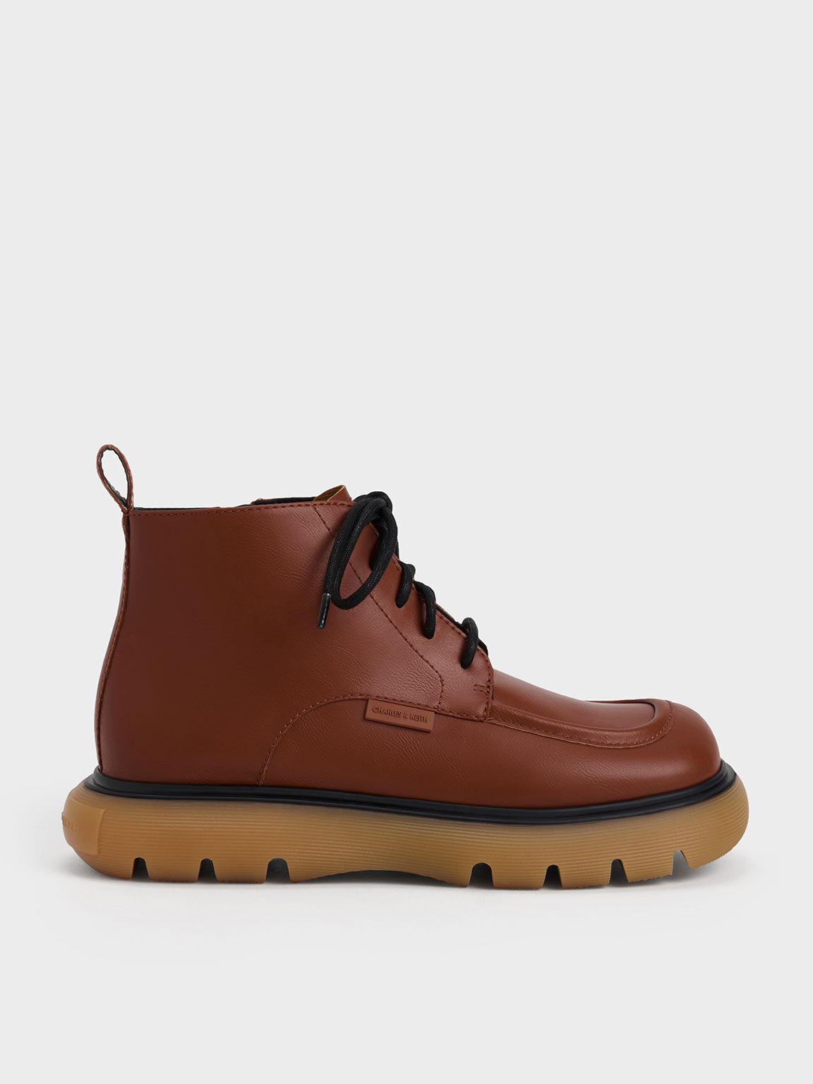 Cognac Gum Sole Lace Up Ankle Boots CHARLES KEITH SA