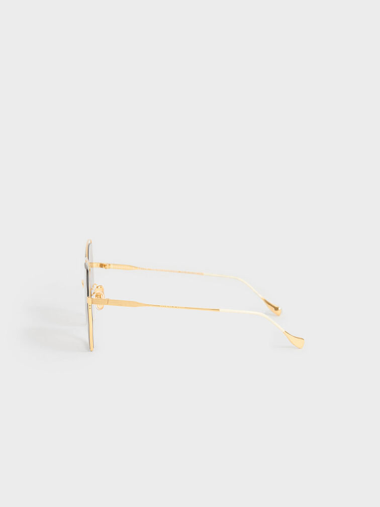 نظارة شمسية بتصميم باترفلاي مفرغ, كريم, hi-res