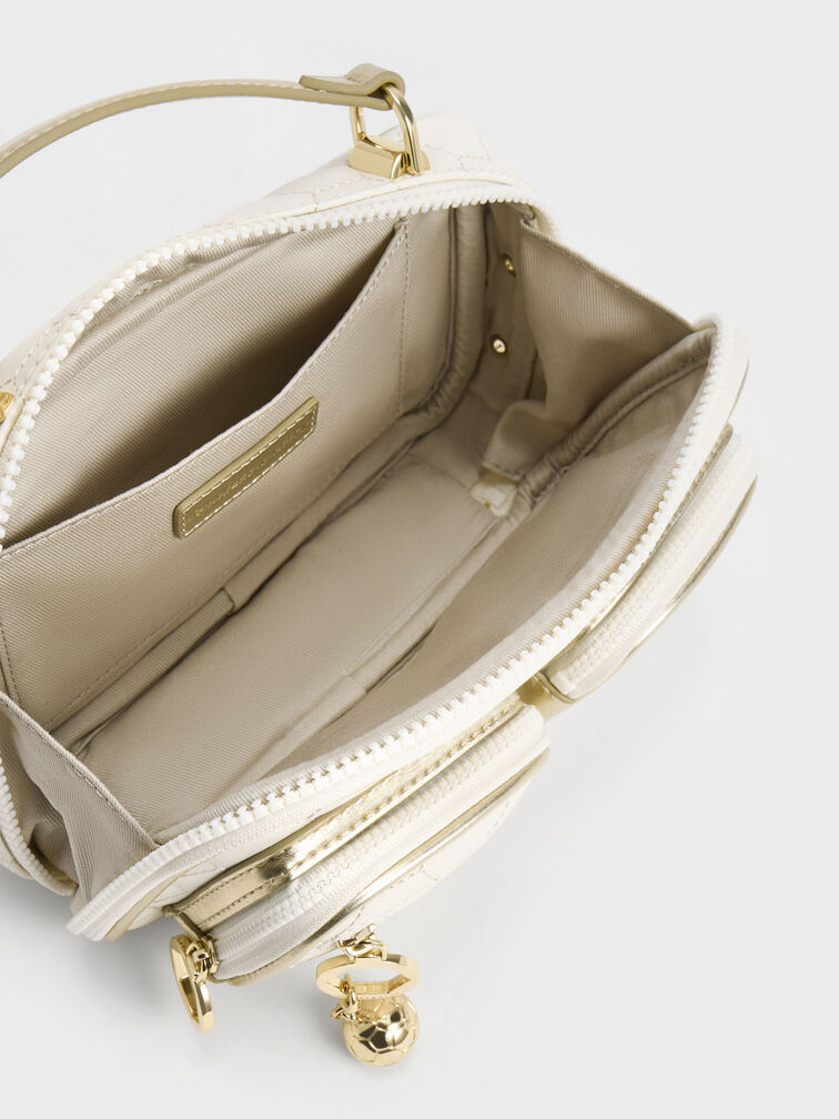 Textured Multi-Pouch Crossbody Bag, Gold, hi-res