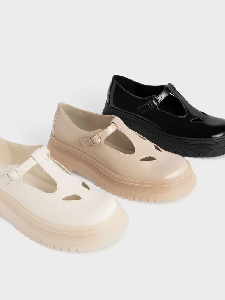 Patent Cut-Out Buckled Mary Janes, Nude, hi-res