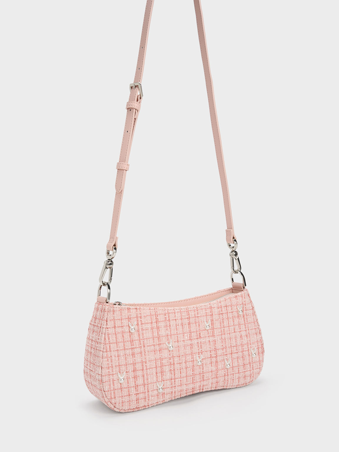 Bunny Tweed Shoulder Bag, Pink, hi-res