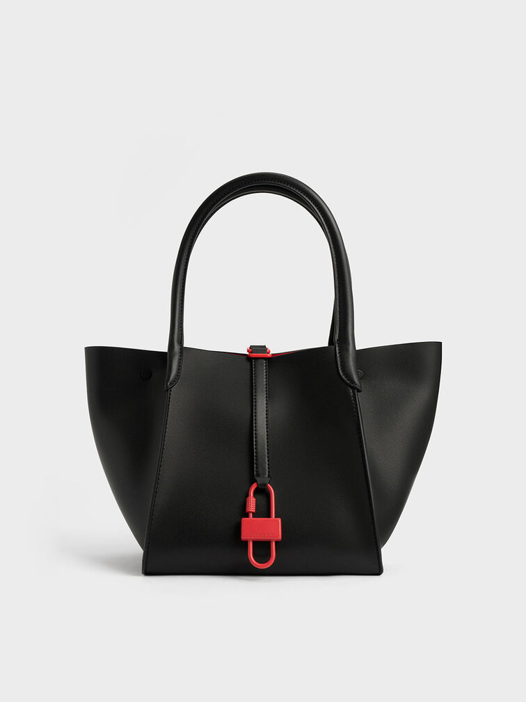 Balta Belted Tote Bag, Black, hi-res