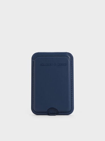 Cyrus Leather Bi-Fold Card Holder, Navy, hi-res