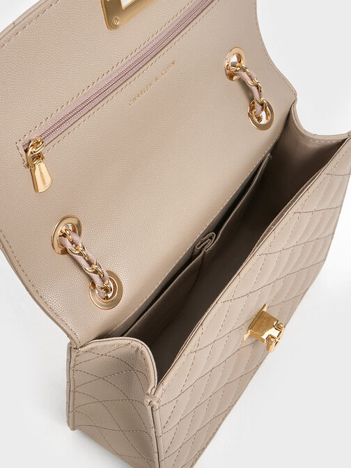 حقيبة كريسيدا مبطنة بحزام على شكل سلسلة, رمادي غامق, hi-res