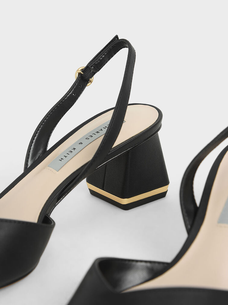 Katarina Trapeze Heel Slingback Pumps, Black, hi-res