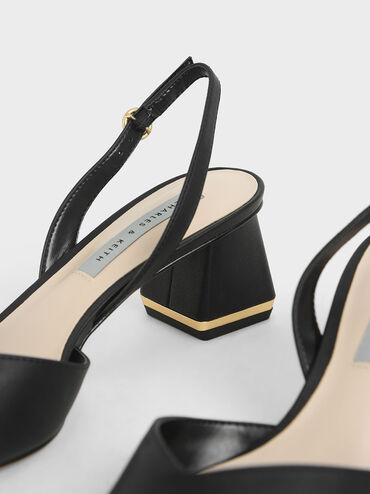 Katarina Trapeze Heel Slingback Pumps, Black, hi-res