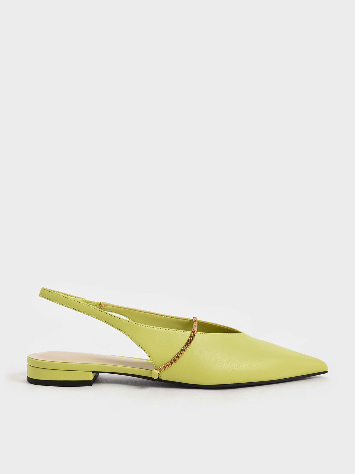 Chain-Link Slingback Ballerina Flats, Lime, hi-res