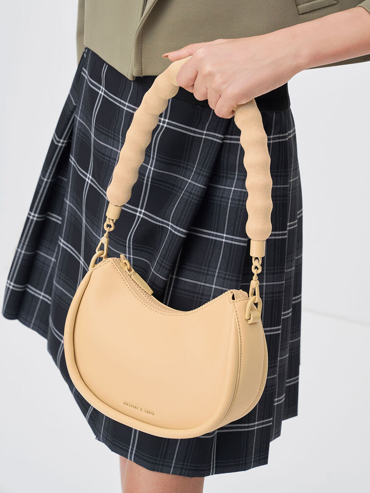 Lana Curved Shoulder Bag, Beige, hi-res