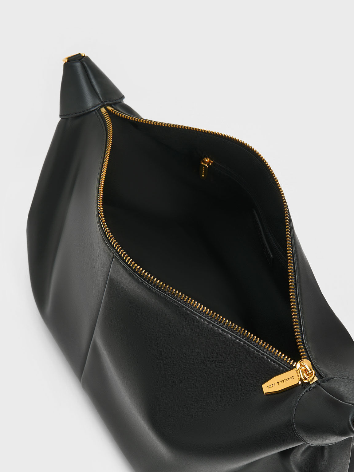 Chunky Chain Link Hobo Bag, Black, hi-res