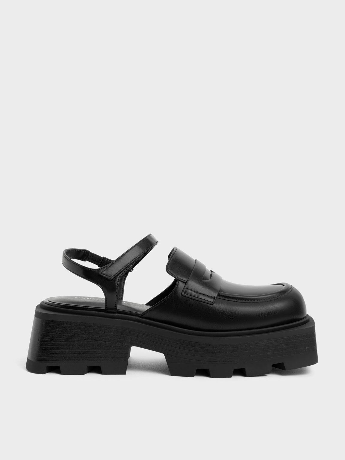 Sabra Chunky Loafer Sandals, Black, hi-res