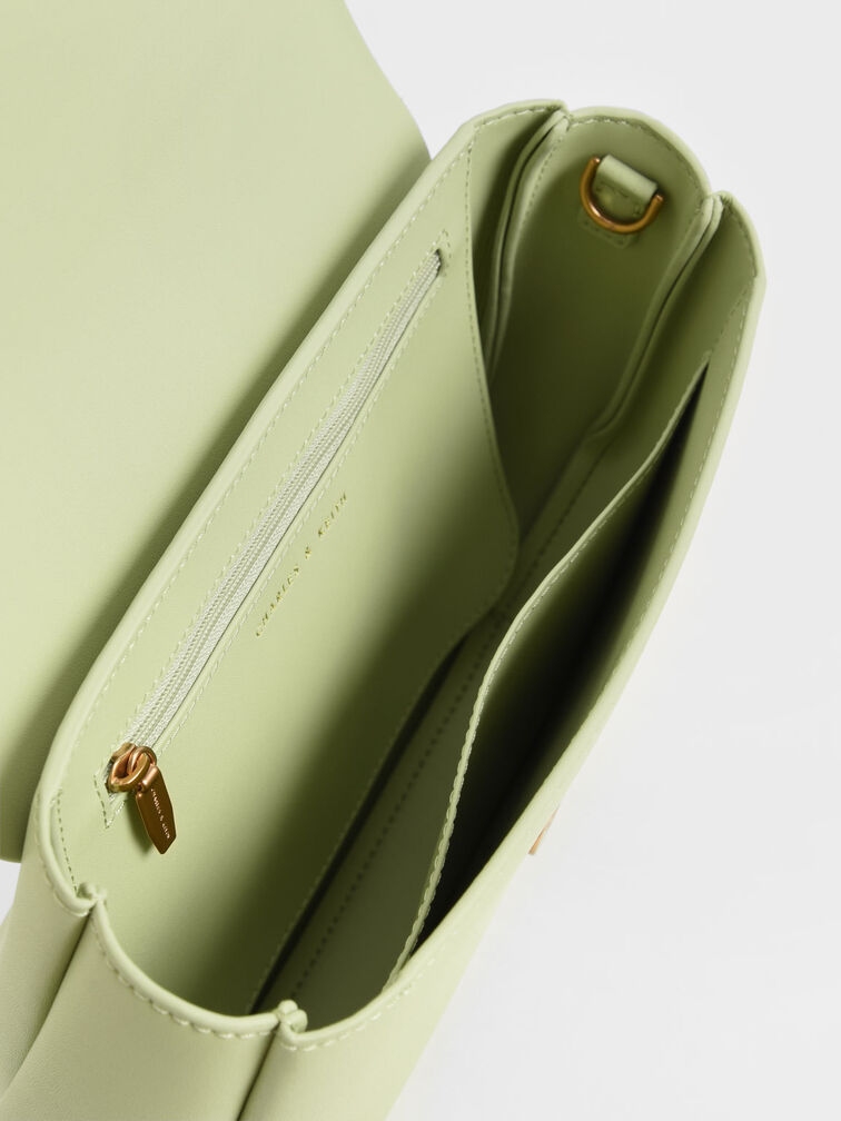 حقيبة بتصميم نصف قمر ومقبض سلسلة, اخضر غامق, hi-res
