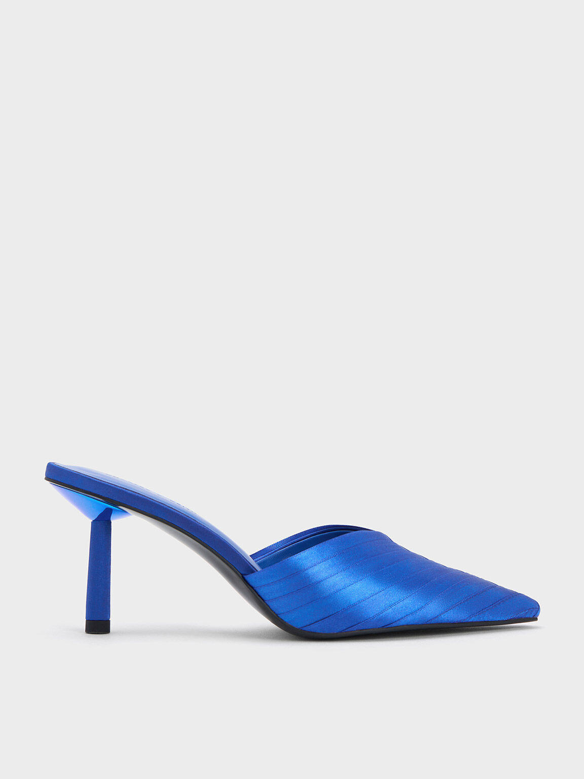 Recycled Polyester Cylindrical Heel Mules, Blue, hi-res