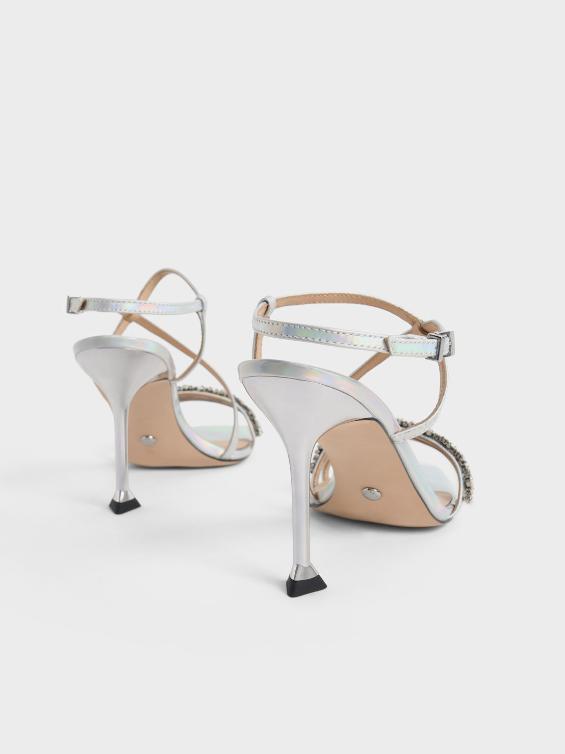 Holographic strappy heels shop