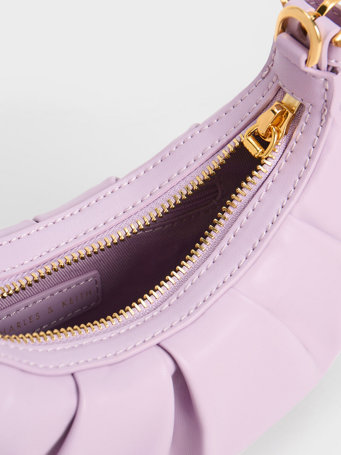 Duo Ruched Shoulder Bag, Lilac, hi-res