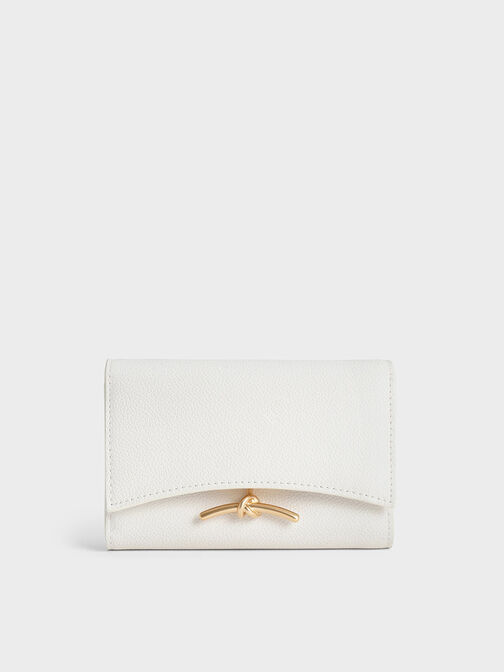 محفظة هكسلي بغطاء أمامي قلاب وتصميم معدني, أبيض, hi-res