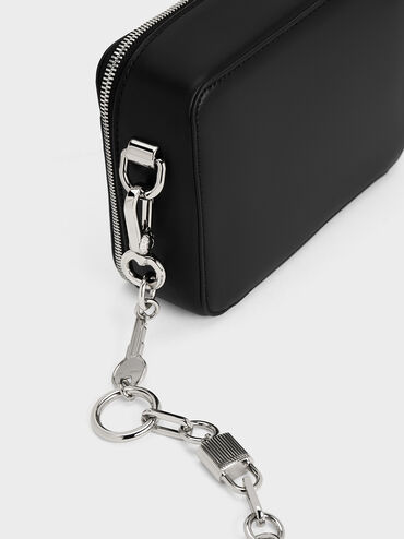 حقيبة مقبض بقفل وسلسلة مفاتيح, Noir, hi-res