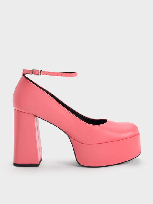 Ankle-Strap Platform Pumps, Pink, hi-res