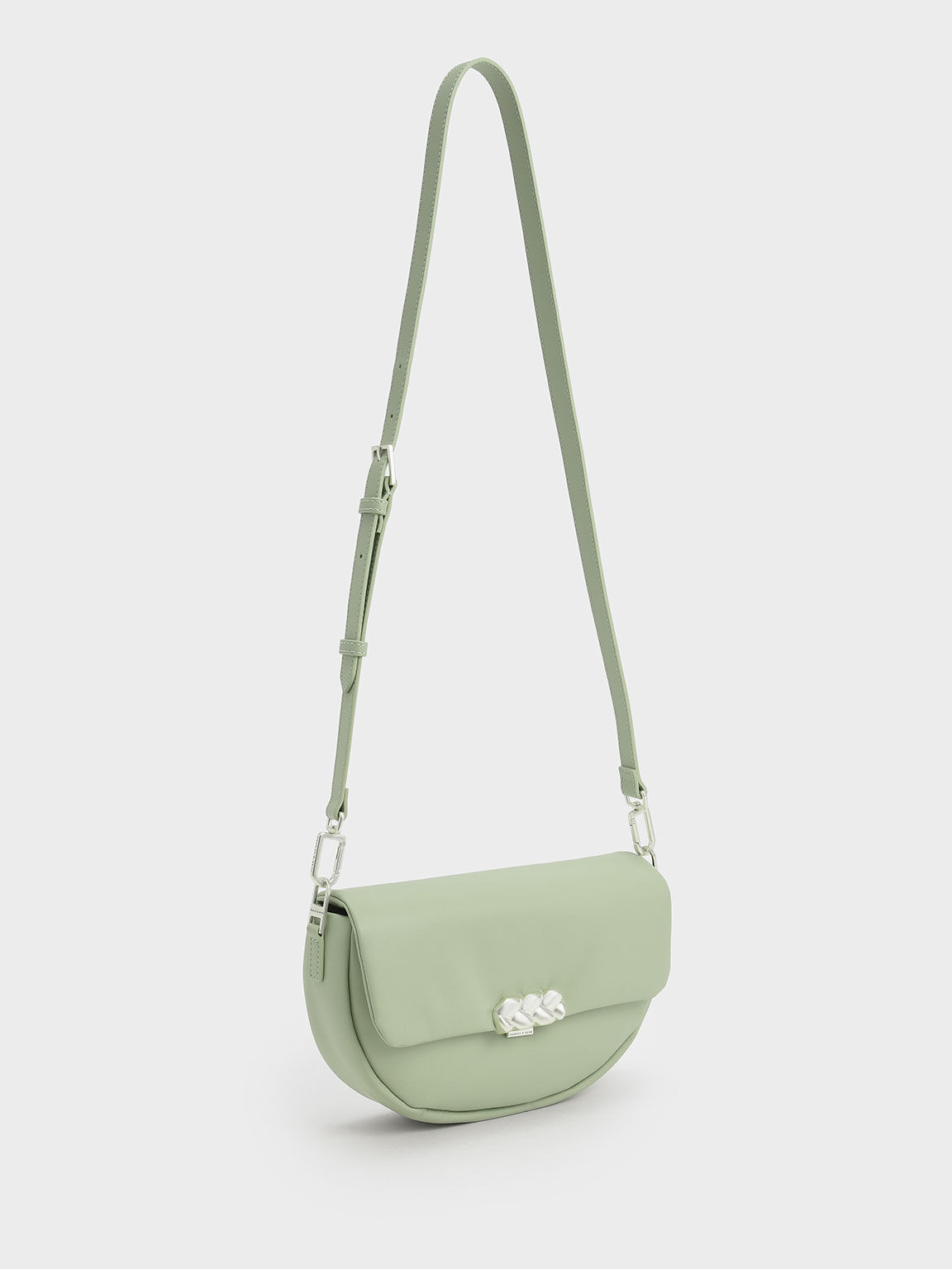 商品画像：Pewter Trice Metallic Accent Belted Shoulder Bag - CHARLES 4