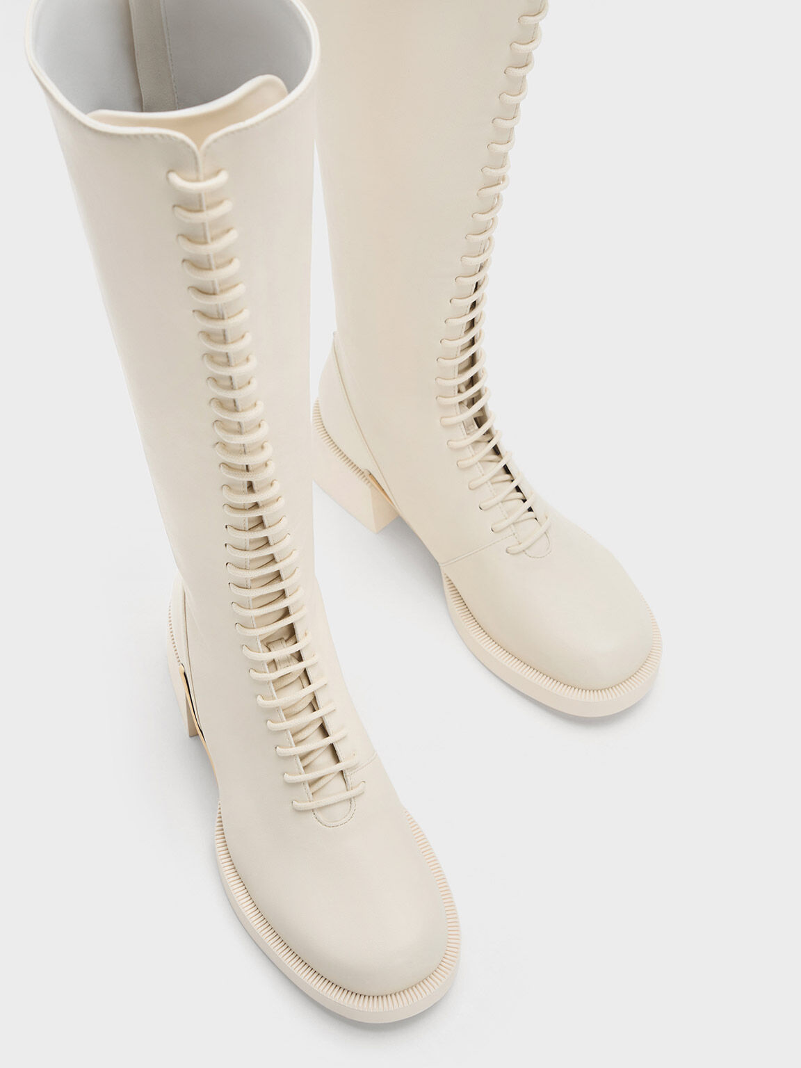 White knee high boots lace up 2025