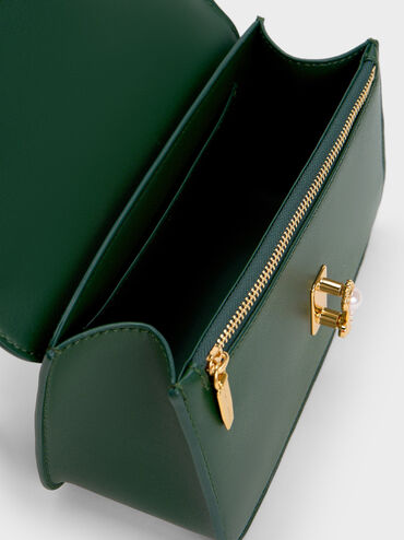 حقيبة كروس ميريال مع حلية معدنية, أخضر غامق, hi-res