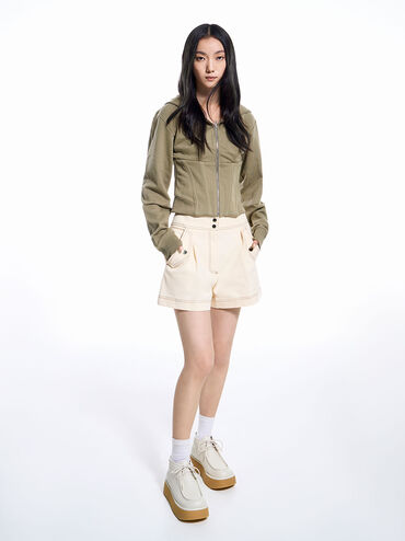 Molly Flatform Ankle Boots, Cream, hi-res