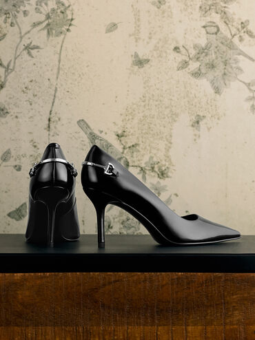 Erinna Metallic-Accent Pointed-Toe Pumps, Black Boxed, hi-res