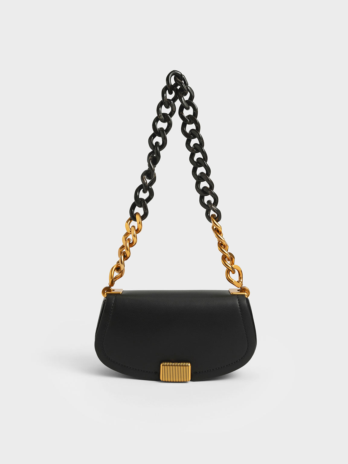 Black Sonnet Two Tone Chain Handle Shoulder Bag CHARLES KEITH SA