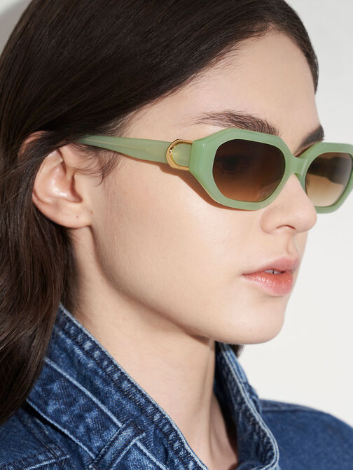 Gabine Recycled Acetate Oval Sunglasses, Mint Green, hi-res