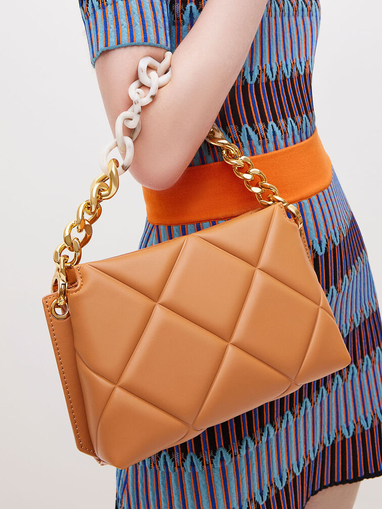 Danika Chunky Chain Padded Bag, Pumpkin, hi-res