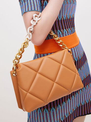 Danika Chunky Chain Padded Bag, Pumpkin, hi-res