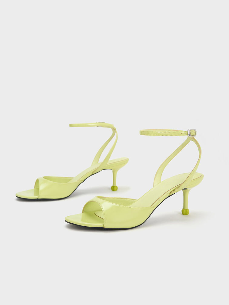 Sculptural Heel Ankle-Strap Pumps, Lime, hi-res