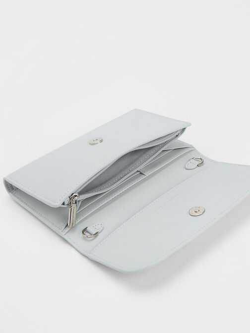 Front Flap Long Wallet, Light Grey, hi-res