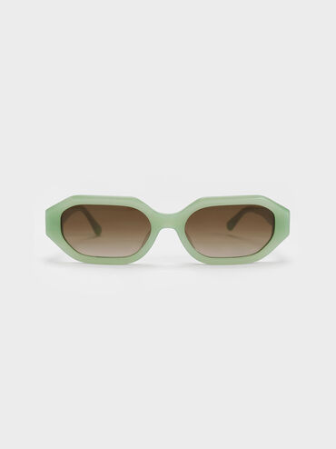 نظارة شمسية قابين بيضاوية الشكل من الأسيتات المعاد تدويره, اخضر فاتح, hi-res